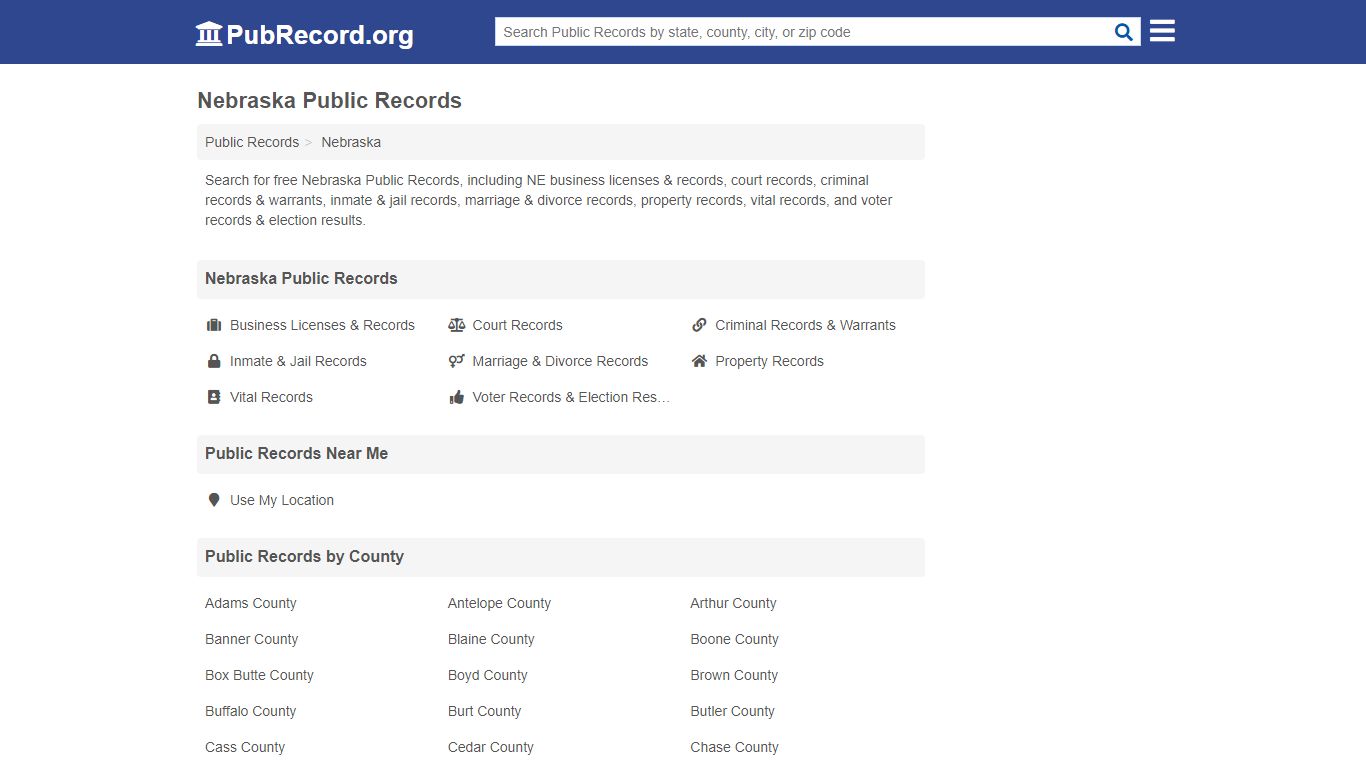 Free Nebraska Public Records - PubRecord.org